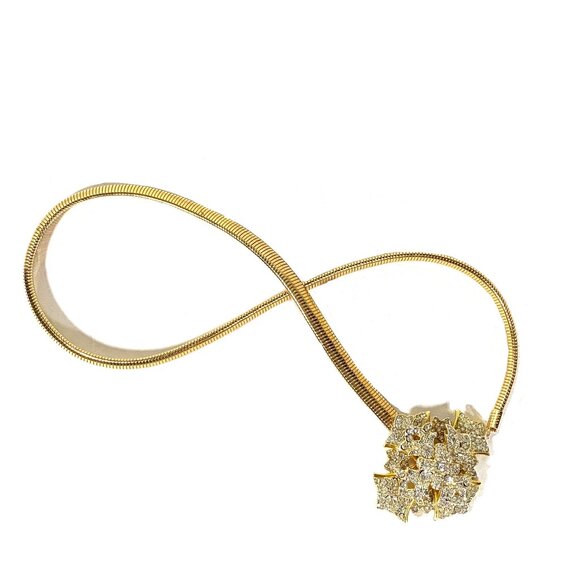Swarovski Crystal Buckle Gold Plated Stretch Belt